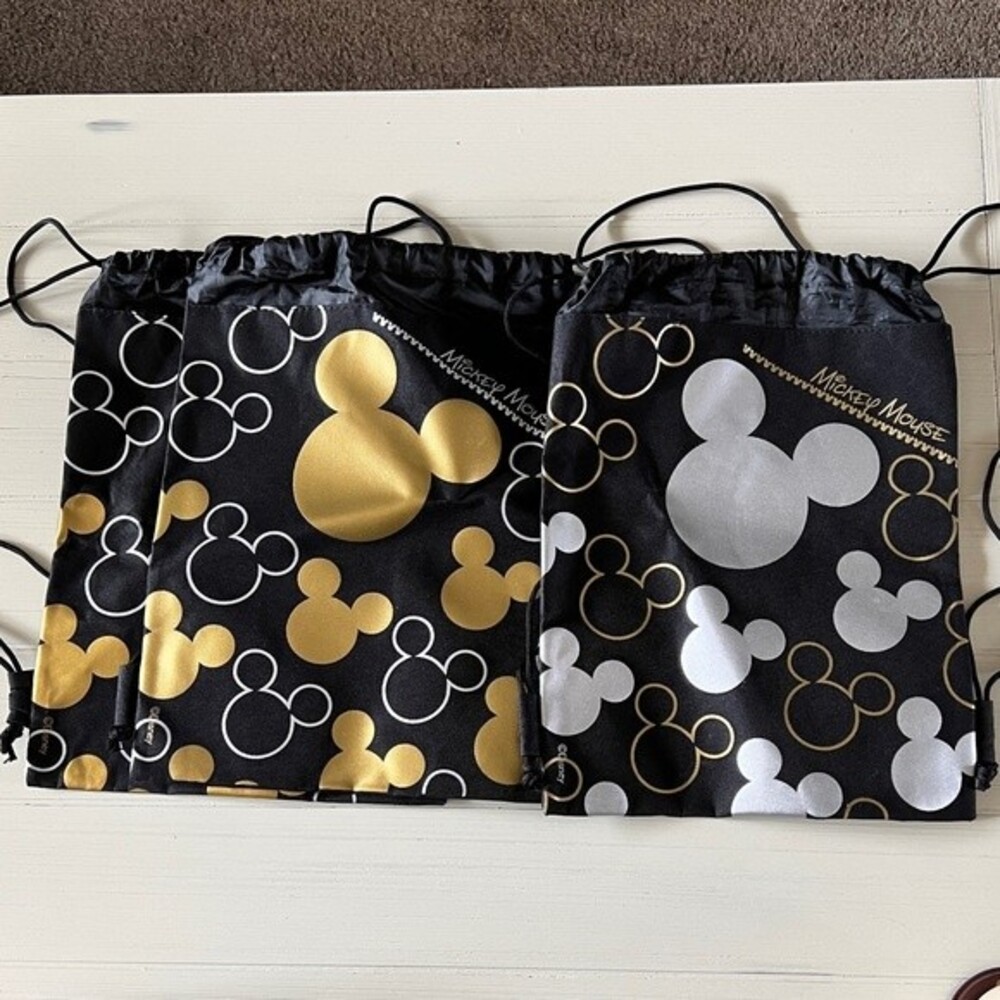 Mickey Mouse Disney Bag Kid Backpack *Lot of 3 Two gold and one silver 14 x 10.5